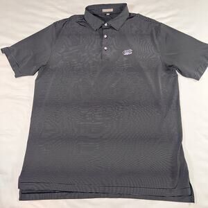 PETER MILLAR Polo Shirt Size XL Black Purple Micro Stripes Summer Comfort Golf